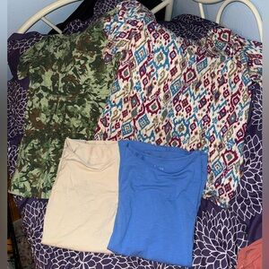 Four Piece Patterned and Solid T-Shirts